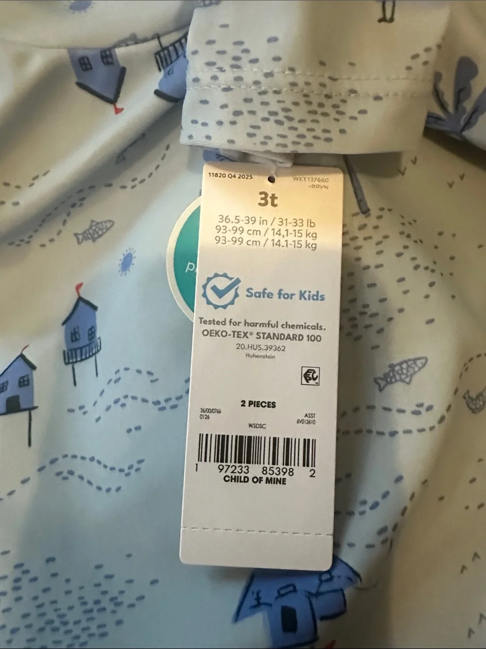 Carter's Light Blue Girls Long-Sleeve Rashguard (bathing suit)